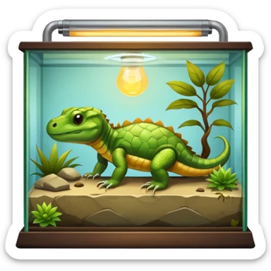 A rectangular big bulky reptile terrarium with warmth-lamp sticker