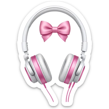White headphones with pink bows sticker