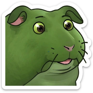 almighty guinea pig god with a mole on the left cheek, bufo frog meme style sticker
