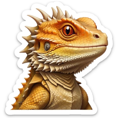 cinematic-noble-bearded-dragon-portrait-emoji,-poised-and-regal,-with-a-robust,-angular-build-and-a-textured,-scaled-hide-in-earthy-olive-and-sandy-tones,-a-prominent-spiky-'beard'-beneath-its-chin-and-a-keen,-alert-gaze,-simplified sticker