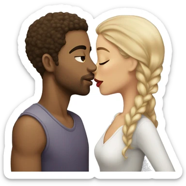 light skin man with a light skin woman kissing  sticker