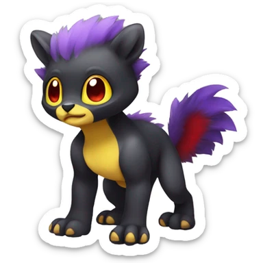 Cute cool dark black red purple yellow animal hybrid Fakemon full body sticker