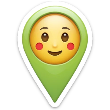 location pin emoji in light green color, simple, modern sticker