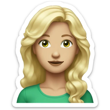 Blonde with green eyes and slightly wavy hair sticker