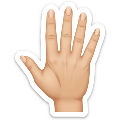 the ring finger, index finger, and middle finger facing up while the thumb and pinky finger are facing inwards towards the hand sticker