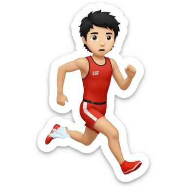Lifeguard Teenager with Black messy hair running to save lives sticker
