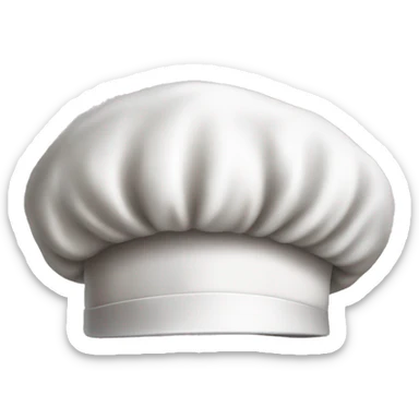 Generate a chef's hat emoji. The hat should be white, with a traditional mushroom shape and realistic details. Make sure the emoji is clear and recognizable. sticker