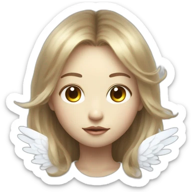 angel glowing eyes, light color palette, ultra-realistic, minimalistic, Takashi Murakami style sticker
