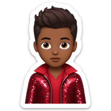 Dylan from Bratz Boyz with medium dark skin, dark brown hair and dark red sequin outfit sticker
