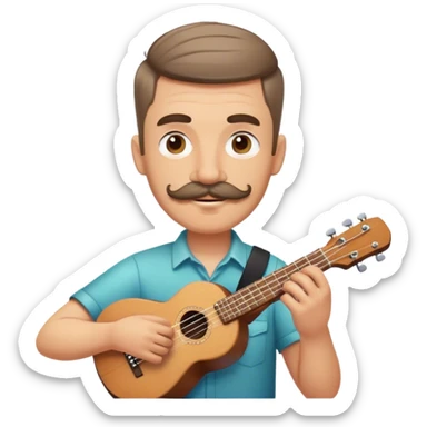 White Man with mustache and fade haircut playing ukulele sticker