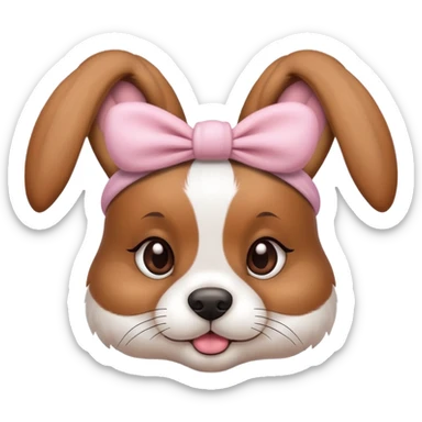 Cute Dog Wearing A  bunny headband sticker
