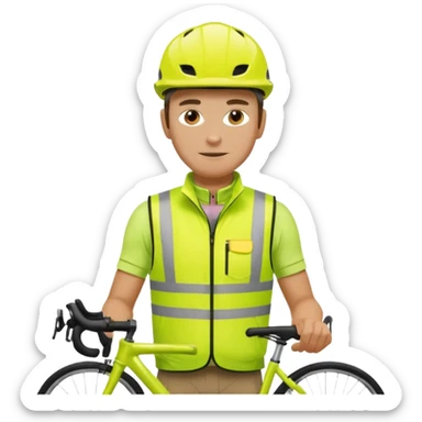 Cyclist with hi-vis vest, while cycling sticker