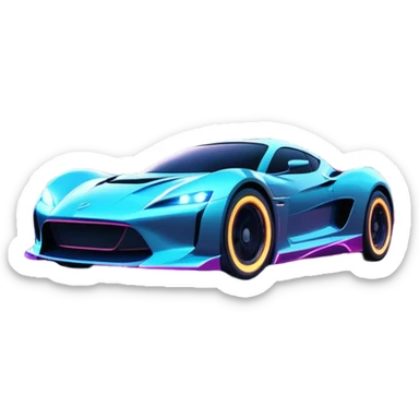 An icon showing a sleek car speeding through a neon-lit cityscape, inspired by Need for Speed. The design features dynamic motion lines, glowing tires, and a vibrant city backdrop with skyscrapers and lights. The rush of high-speed racing is highlighted. Transparent background. sticker