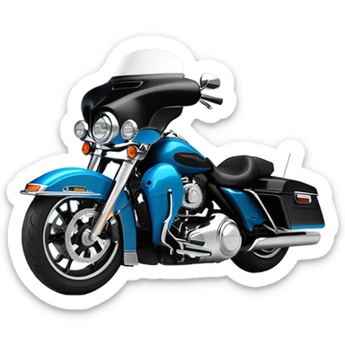harley davidson ultra classic in big blue pearl and vivid black with two color scheme with recurve windshield and two shorter antennas on the trunk pac sticker