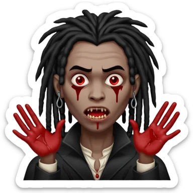 A black vampire with dreads throwing up 900 sticker