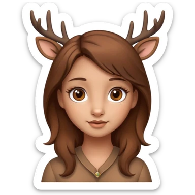 Make a cute girl deer with brown hair and brown eyes give her cute lashes sticker