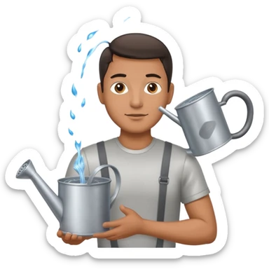 man holding watering pot sticker