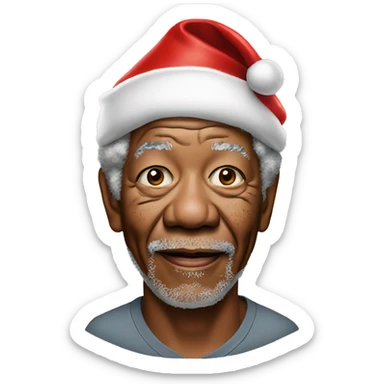 Morgan Freeman with santa hat sticker