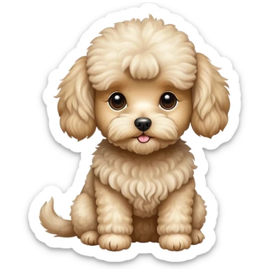 mini poodle maltese mix small beige dog sticker