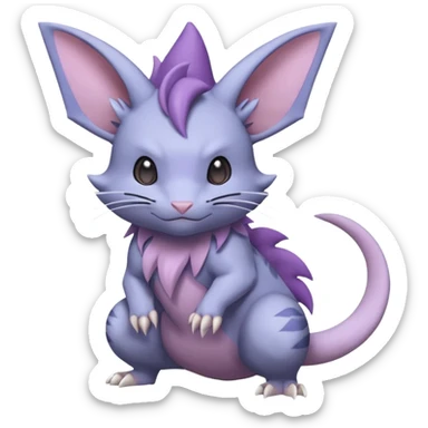 Nidoran-Purrloin-Delcatty-Rattata-Pokémon-hybrid-fusion-creature (full body) sticker