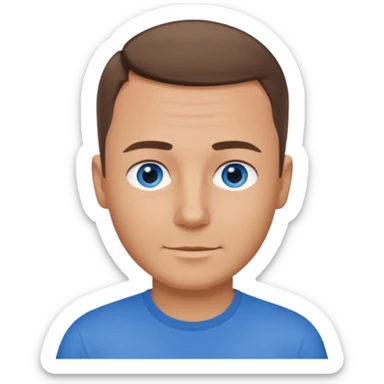 dad with very short shaved brown hair and blue eyes emoji sticker