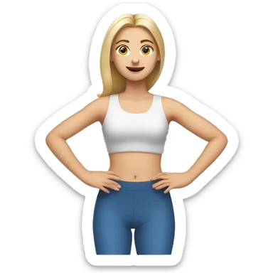 Caucasian girl with crop top stretching sticker