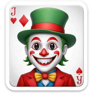 square poker card with a jolly joker sticker