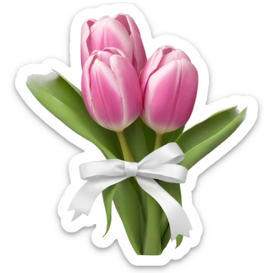 Pink tulips with a white ribbon sticker