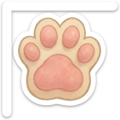 ghibli style icon of a pink paw print, soft colors, whimsical sticker
