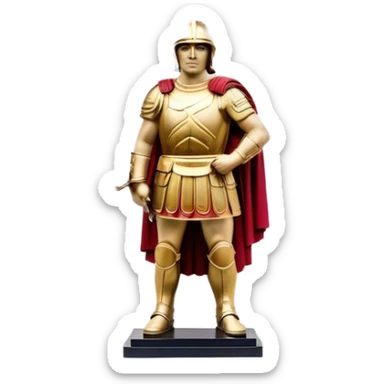Cinematic Realistic Roman Soldier Statue at Botero Square Landmark Emoji, depicted as a striking, larger-than-life sculpture rendered with rich detail and dynamic, urban lighting. sticker