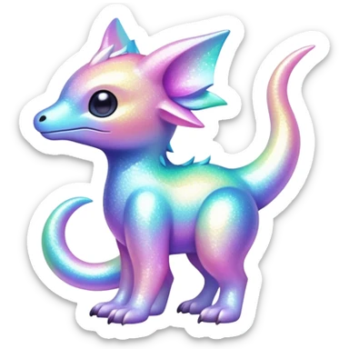 Pastel Randomly-colored sparkly exotic Fakémon-creature sticker