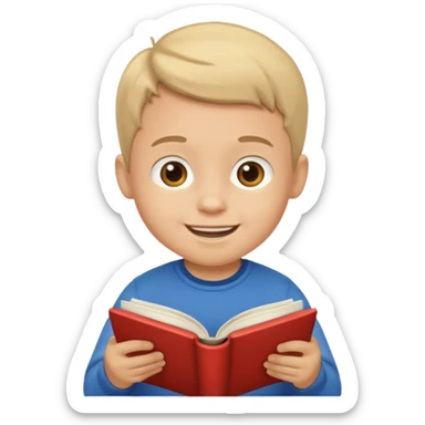 Niño pequeño leyendo un libro feliz sticker