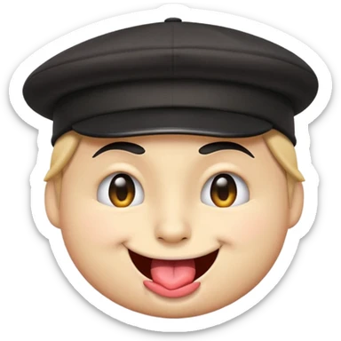 



Emoji face with a black cap turned backwards

Winking with the left eye

Sticking out tongue playfully

Smiling with a mischievous expression


 sticker