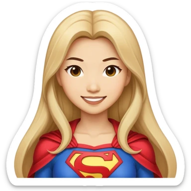 Asian superhero wife with long dark blonde hair light skin smiling sticker