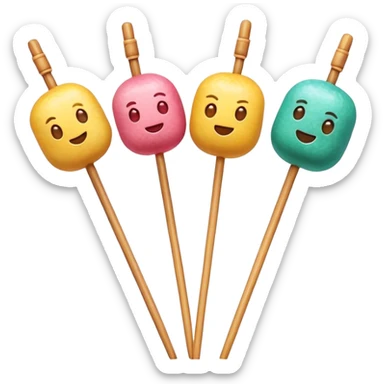 Cinematic Realistic Dango Dessert Emoji, showcasing colorful rice dumplings on skewers rendered with lifelike textures and soft, inviting lighting. sticker