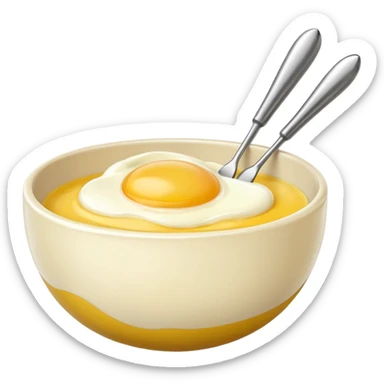 beaten egg in a bowl, There is a whisk inside the bowl. sticker