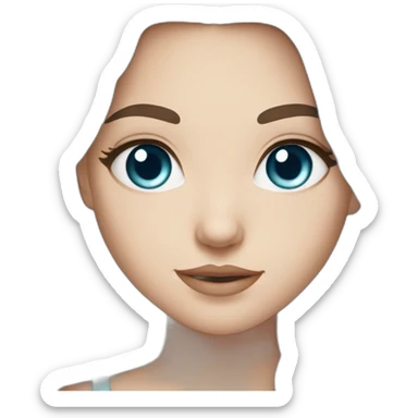 White girl with pastel blue eyes and long luscious voluminous dark brown hair sticker