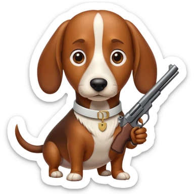 Wiener dog with gun sticker