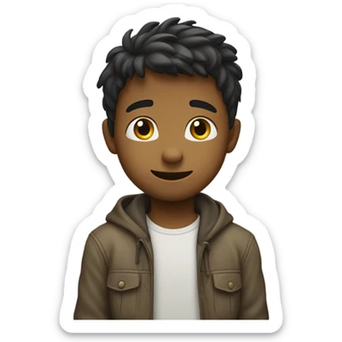 Boy with shy face holding their hands behind their back swinging their body back and forth  sticker