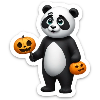 Panda trick or treating  sticker