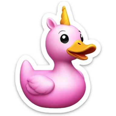 Rubber pink duck in form of a unicorn. Whole duck body should be coloured in pink sticker