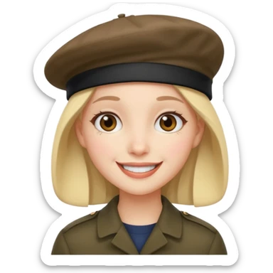 this exact face 😭 with a beret sticker
