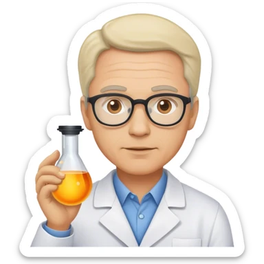 scientist middle age man photorealistic sticker
