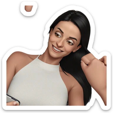 smiling girl with phone sticker