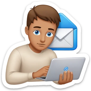 Men with blue eyes whos repair a Email account  sticker