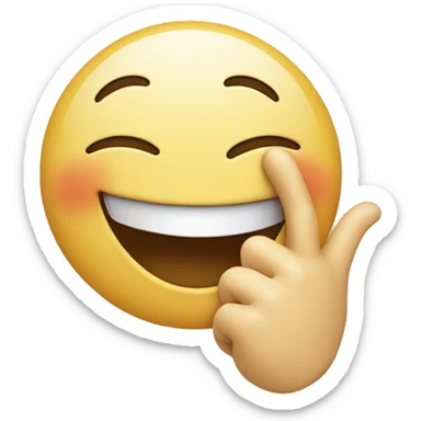 Giggling smiley face with a hand covering mouth and blushing sticker