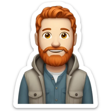 man with red hair, beard with white skin and red freckles and casual clothing sticker