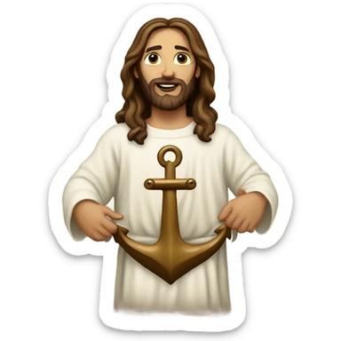 jesus holding an anchor sticker