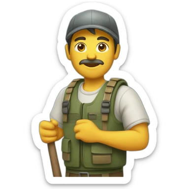 Pescador con caña sticker