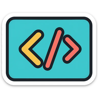 programming code icon, black color scheme sticker